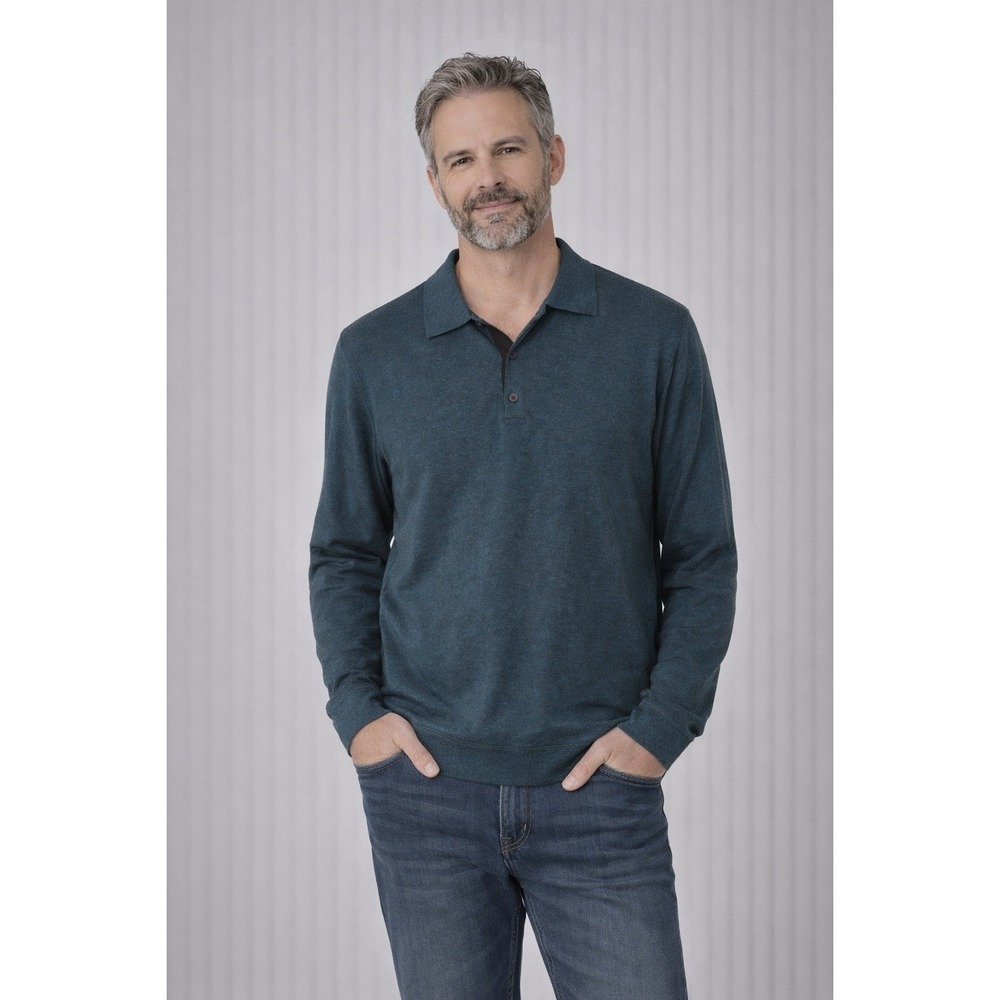 Rag & Bone Polo Sweater Mens Large Teal Blue Long Sleeve Knit Designer Luxury